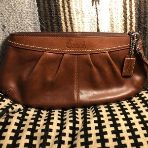 Coach Large Wristlet in Brown Cognac